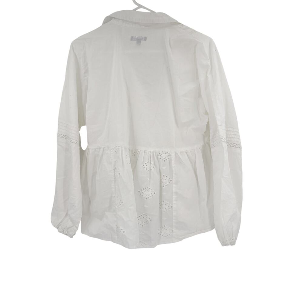 2/$30 FLAG & ANTHEM Top Size S White Empire Ruffle Collar V Neck - Picture 5 of 5